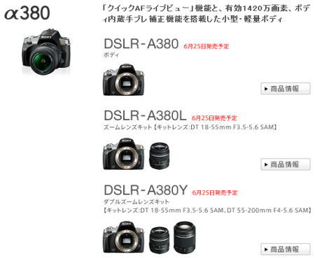 デジタル一眼レフカメラ”α380”